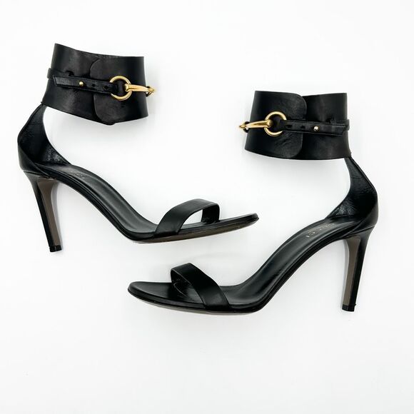 Gucci Heels Horsebit Black Leather Ursula Sandals 38, 8 - Picture 8 of 14